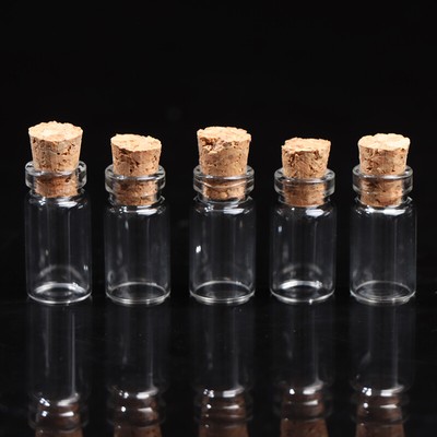 10pcs Mini Small Glass Bottles with Clear Cork Stopper Jars Tiny Wedding VSE _cn