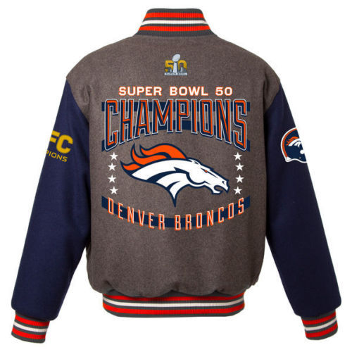 NFL Denver Broncos Super Bowl 50 Champions Wool Reversible Jacket - Collectable - Picture 1 of 7