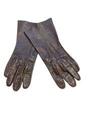 VINTAGE WOMEN'S BROWN SOFT LEATHER DRIVING GLOVES SIZE 6.5, EUC