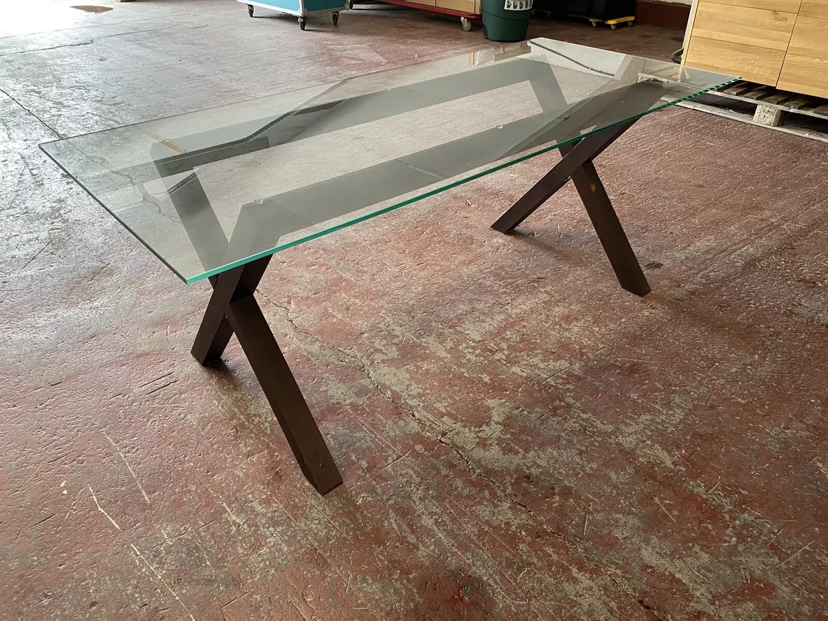 Habitat Dublin oak and glass dining table 180cm eBay