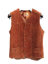 Vintage Pioneer Wear Suede Leather Waistcoat Vest Size 40" Line Dance Cowgirl