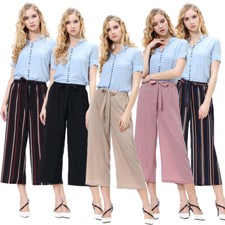 Summer Women Ladies High Waist Wide Leg Pants Casual Loose Fashion Trousers New