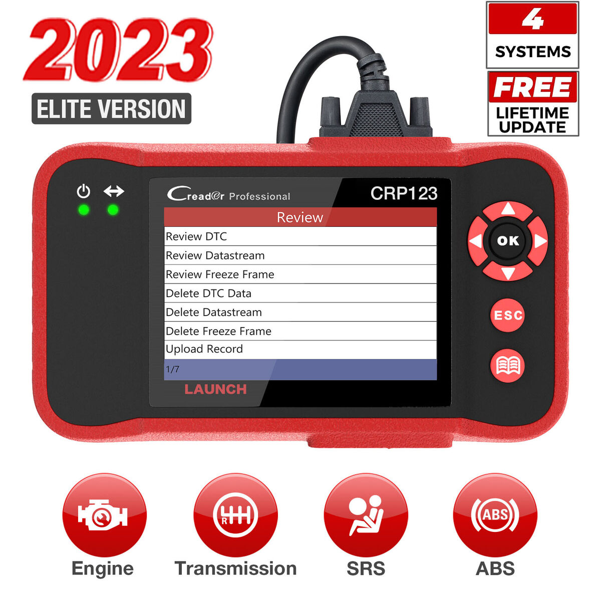 LAUNCH CRP123 OBD2 Scanner-2023 Newest Model Engine/ABS/SRS/Transmission  Diagnostic Scan Tool SRS Airbag Code Reader,Lifetime Free Update