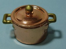 Dollhouse Miniature   1:12 Pot with Lid   Copper Brass Finish