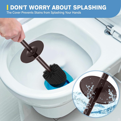 Toilet Brush, Metal Toilet Brush and Holder Set with Extra Long Handle Durable B - Picture 4 of 8