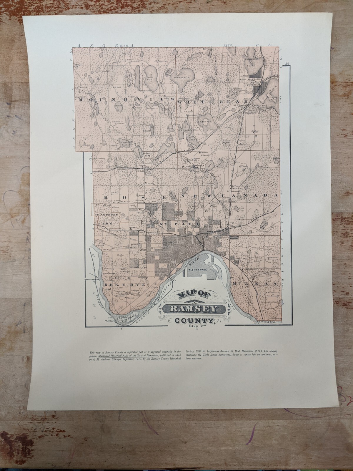 Old map of Saint Paul Minnesota 1874 Vintage Map Wall Map Print