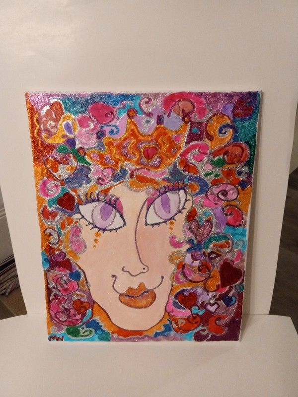 "New York IRIS",Acrylc&Glittr Pntng,Drag Queen,RuPaul DragStp,M W,20×16,dorm Art
