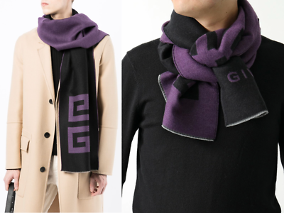 GIVENCHY Unisex Wool Silk 4G Logo Scarf Schal Mufflers Stola Tuch