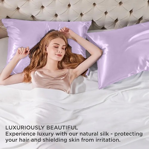 Premium Satin Silk Pillowcases For Hair And Skin 2 Pack Soft Pillow Cases Covers - Picture 70 of 137