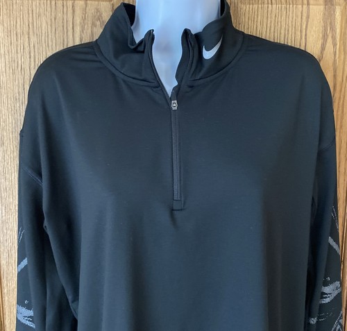 Nike Element Women's Half Zip Running Top Size Medium Black - Picture 2 of 6