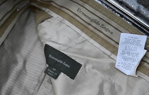 PRISTINE Ermenegildo Zegna Flat Front Lyocell Khaki Chino Dress Pants 40x34 40W - Picture 3 of 5