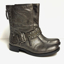 Nine West Vintage America Collection Transport Studded Moto Boots Womens 7M Gray
