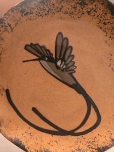 Vintage Ceramic Pottery dish. Hummingbird.  4.5" Massi art. Jamaica 05