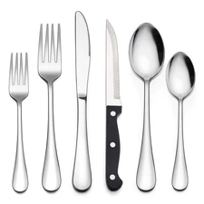 LIANYU 36-Piece Stainless Steel Silverware Set Flatware Cutlery for 6 Kitchen...