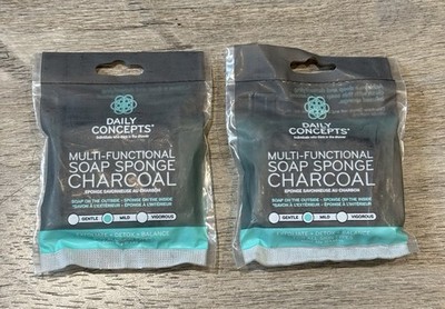 Daily Concepts Multi-Functional Charcoal Soap Sponge Bundle Of 2 Detox Soap