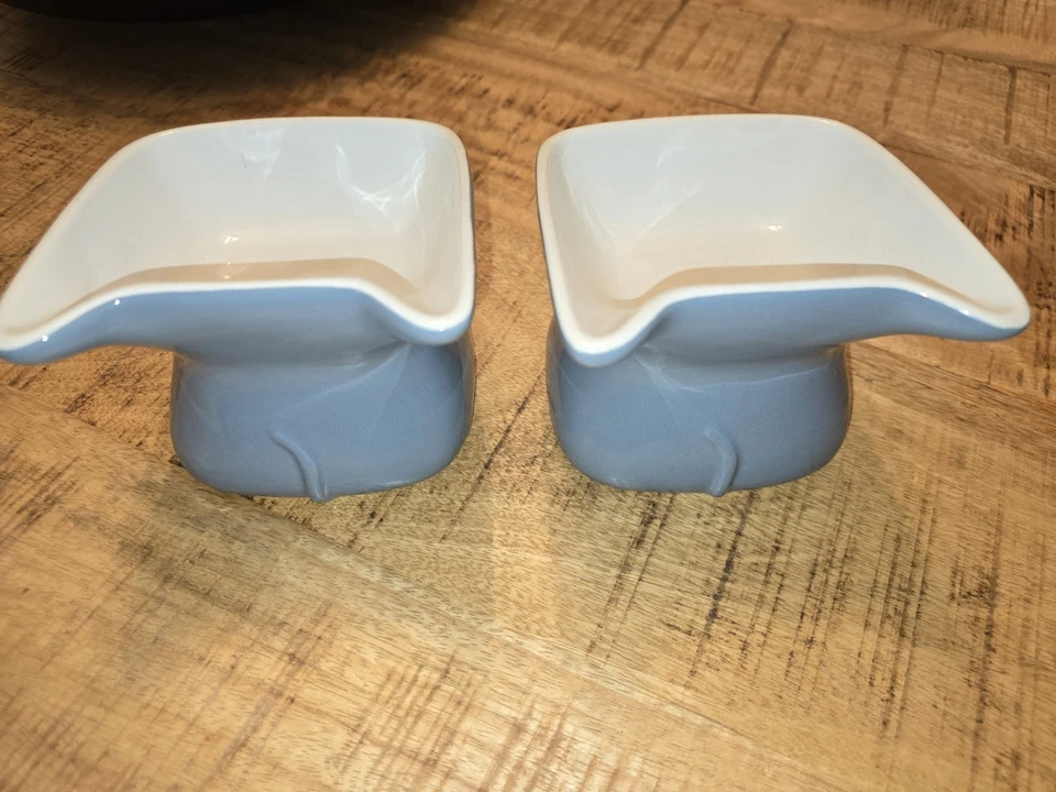 Whisker City Elevated Ceramic Cat Bowl Set Blue and White Set of 2 - Image 3 of 4