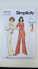 S9700 Simplicity Vintage Jumpsuit Sewing Pattern Sizes 8-16 Uncut