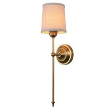 Vintage Indoor Wall Light Sconce with White Fabric Shade 1-Light Fixture Antique