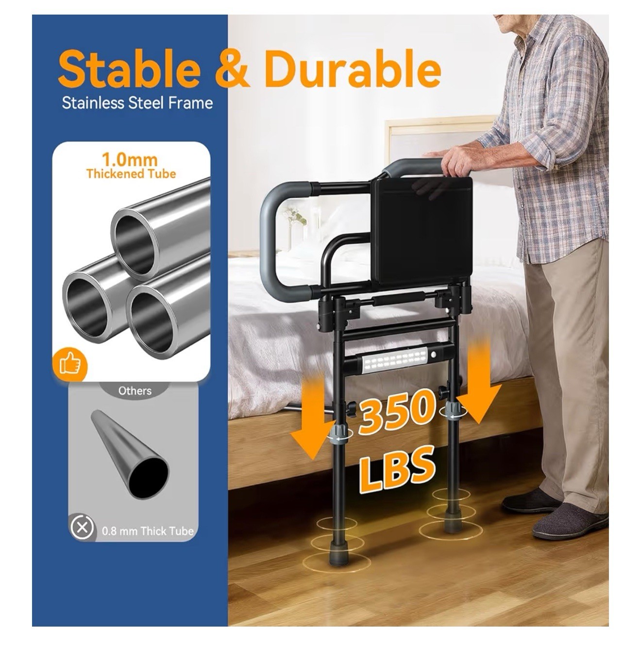 Bed Rails for Elderly Adults Safety, Foldable Bed Assist Rails for Seniors
