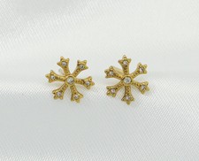CZ Snowflake Stud Earrings, Sku FH198