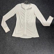 Athleta White Ruched Full Zip Hoodie Jacket Athletic Athleisure Size S