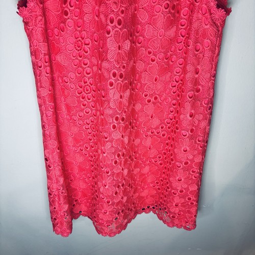 Kate Spade Eyelet Dress Sz 12 Lace Sleeveless Floral Shift Sheath Hot Pink - Picture 5 of 11