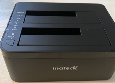 Inateck 2.5'' & 3.5'' SATA HDD/SSD 2-Bay Type C docking/cloning Station~Never Used