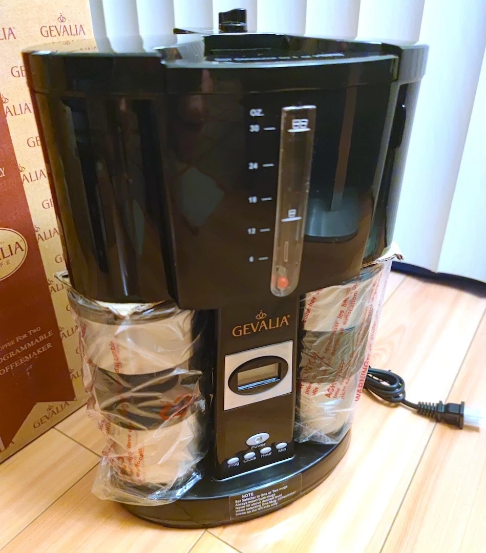 New Gevalia Coffee Maker For Two WS-02AT Black Programmable Travel Mugs