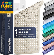   Bathtub Mat Non Slip 35X16, Incl. Hooks for Drying, Extra Long, 100 BPA Free,