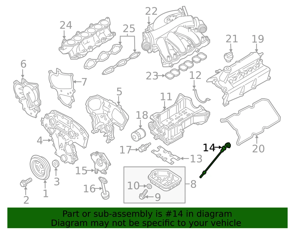 Varilla de medición de aceite de motor Altima Máxima Murano Pathfinder 11140JA10A Altima Máxima OEM NUEVO Foto 2 de 2