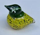 VTG Murano Glass Millefiori Bird Paperweight Green & Yellow Speckled Hand Made