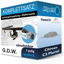 Für Citroen C3 Pluriel 05- G.D.W. Anhängerkupplung abnehmbar + 7polig E-Satz