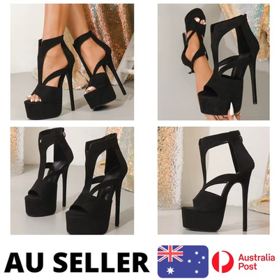 #ad #ad Bridal Australian Stiletto Heels Pumps Black Party Wedding Peep Toe AU Stock AU $79.95
