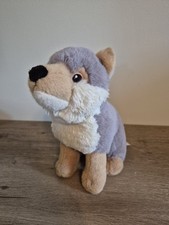Aurora Wolf Husky Dog 9" Plush Eco Nation Stuffed Animal Sitting Gray