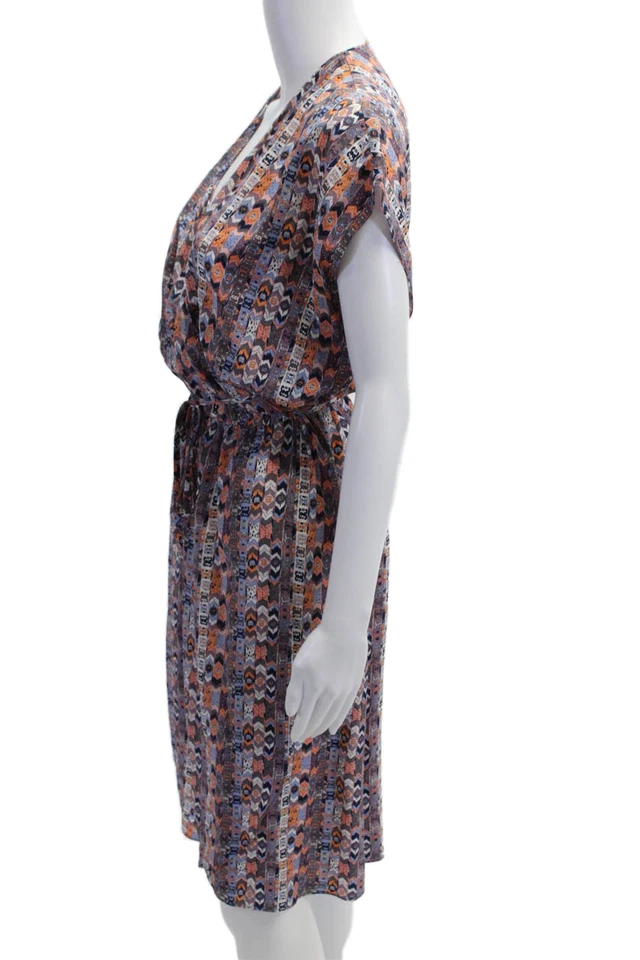 Tucker женщин надежном платье синий v-образным вырезом короткий рукав Aztec полиэстер размер L - Изображение 2 из 4