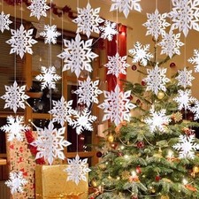 Christmas Hanging Snowflake Decorations, 12PCS Snowflakes Garland  12PCS 3D