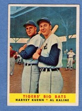 1958 Topps Baseball Card # 304 Tigers' Big Bats - Harvey Kuenn - Al Kaline