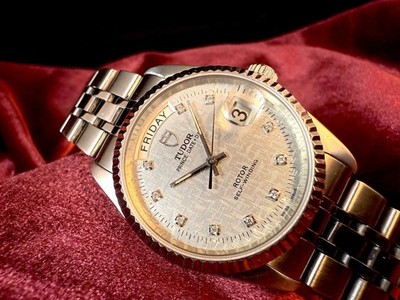 Tudor Prince Date Day 76214 Diamond Dial Weißgoldlünette Automatik serviced
