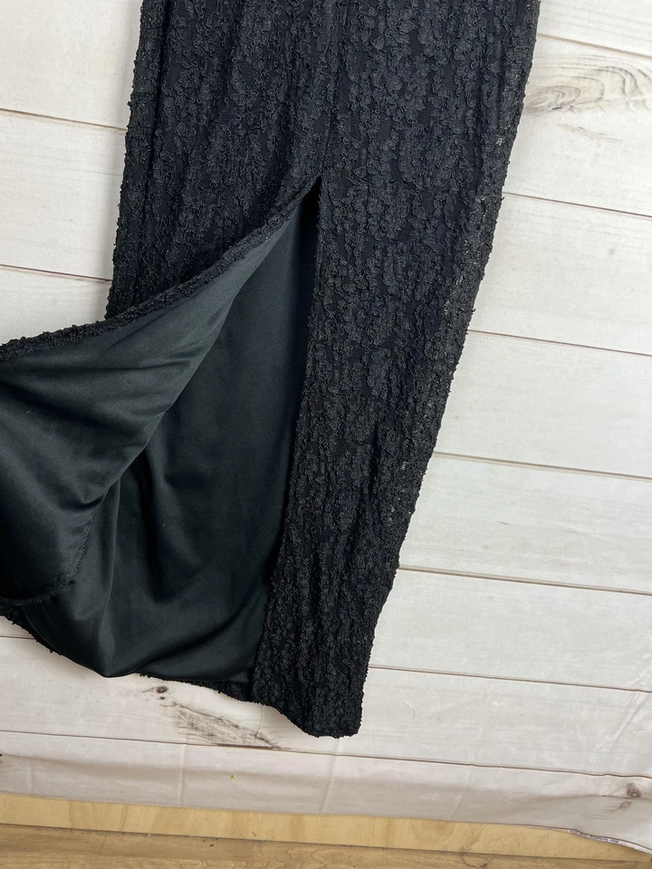 Maxi vestido vintage Fredericks of Hollywood para mujer 7-8 negro con cuentas años 90 Y2K Foto 3 de 4