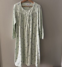 Lanz of Salzburg Night Gown Size Medium Mint Green Blue Floral Quarter Button