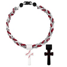   Boys Kids Baseball Triple Braided Necklace Tornado Cross Philippians 4:13 Rope