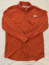 Magellan Outdoors Shirt Men Small Orange Vented Fish Gear Angler Fit Button Up
