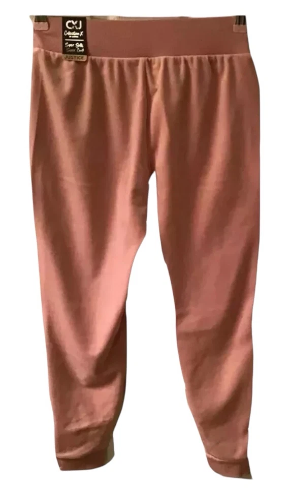 Justice Girls Joggers Rosa Talla 16/18 Terciopelo Suave Cordón Cintura Bolsillos con Cremallera Foto 4 de 4