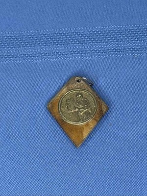 Traveler's Saint Christopher Medal Pendant Wood Bronze Charm