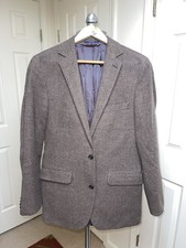 Lands' End Tailored Fit 100 Wool Blazer Brown Herringbone Sz 40R EUC