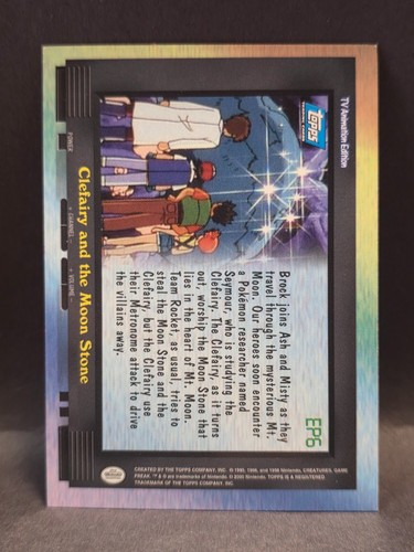 2000 Topps Pokemon TV #EP6 Clefairy and the Moon Stone Rainbow Foil - Picture 2 of 4