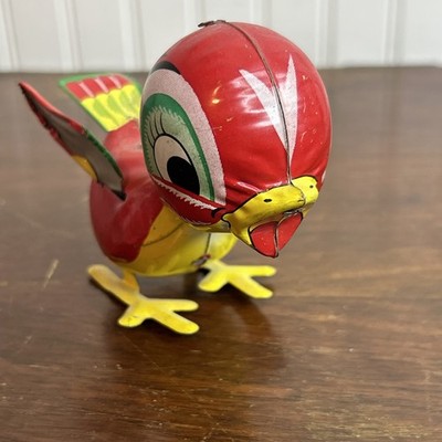Mik Uni Wind-Up Tin Toy Red Bird 1960s Kawaii Little Japanese | eBay