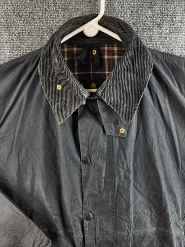 Barbour Border Waxed Cotton Canvas Jacket A205 Zip Chore Barn Cargo Lined 44 - Picture 2 of 24