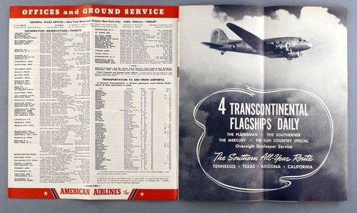 AMERICAN AIRLINES APRIL 1940 VINTAGE AIRLINE TIMETABLE SCHEDULE - Picture 5 of 6