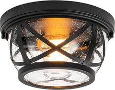 Flush Mount Ceiling Light Fixture Black, 2-Light Modern Farmhouse Porch Light Ce